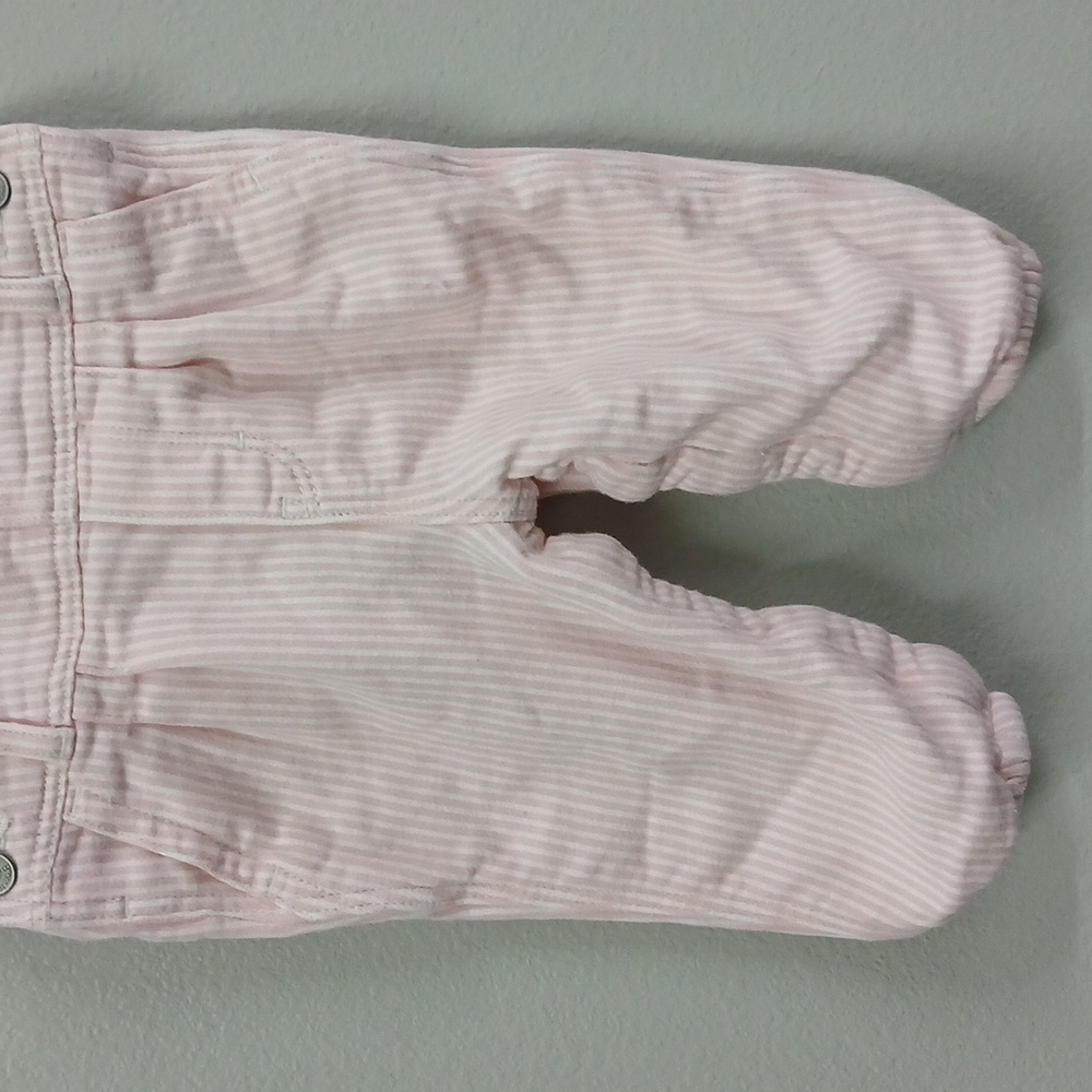 Oshkosh pink striped overalls 12months - Picture 3 of 6